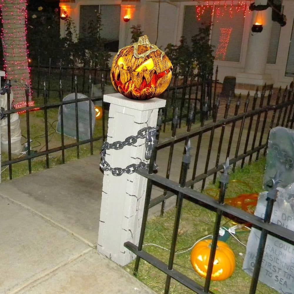 Animated Halloween Pumpkin Decoration with Screaming Light Effect