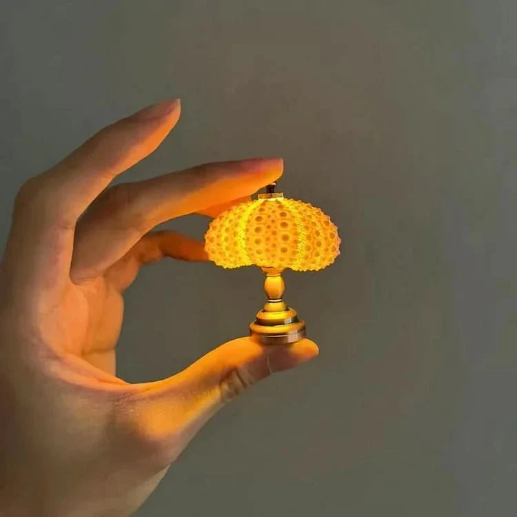 DIY Night Light | Sea Urchin Design | Natural Shell & Gold-Plated Base | Ambient Lighting