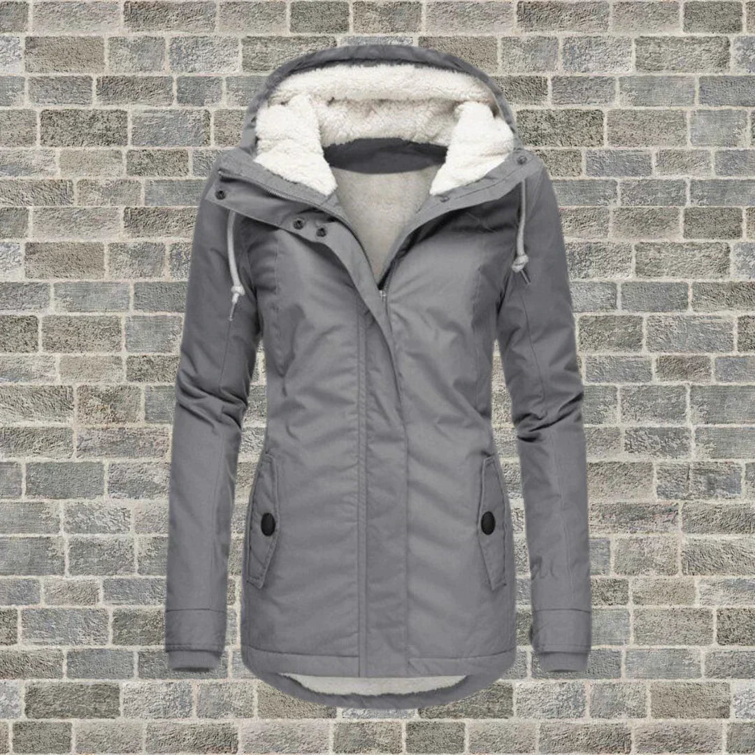 Women’s Winter Coat with Hood | Faux Shearling Lining & Multiple Pockets | Warm & Comfortable Fit