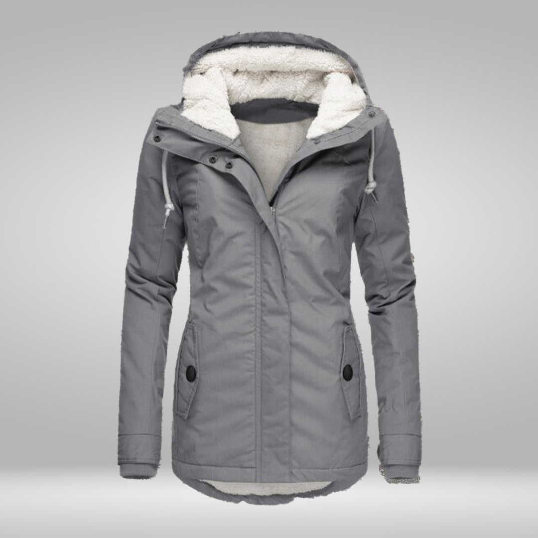 Women’s Winter Coat | Pleated Design with Detachable Lambswool Hood | Soft Teddy Lining & Practical Pockets | Comfortable Fit