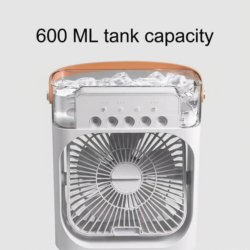 Compact USB Air Cooler and Humidifier – 600ml Reservoir, 3 Fan & Mist Speeds, 10W