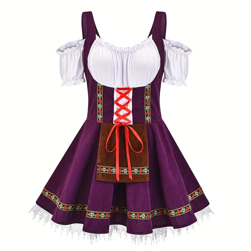 Women's Traditional Bavarian Oktoberfest Dirndl Dress with Embroidery