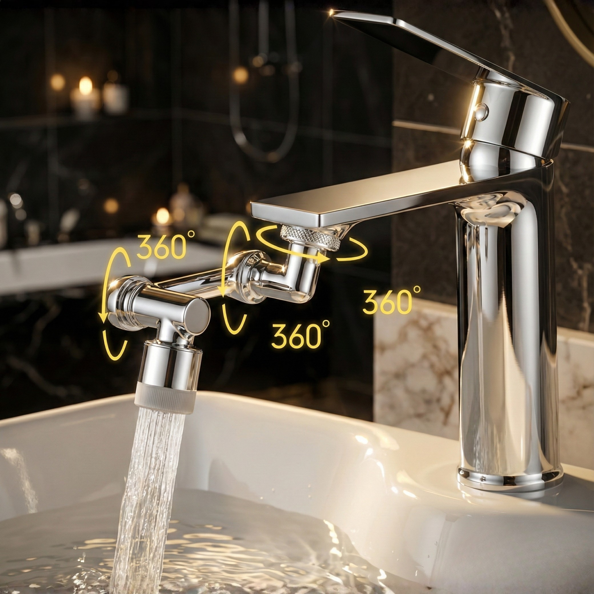 Swivel Faucet Attachment with 1080° Rotation and Dual Spray Options