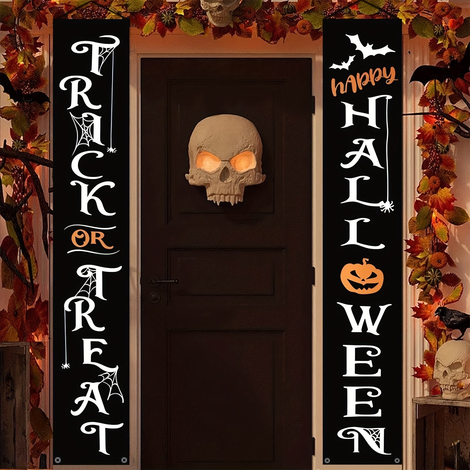 Halloween Door Banner Set - Durable Outdoor Polyester Decoration