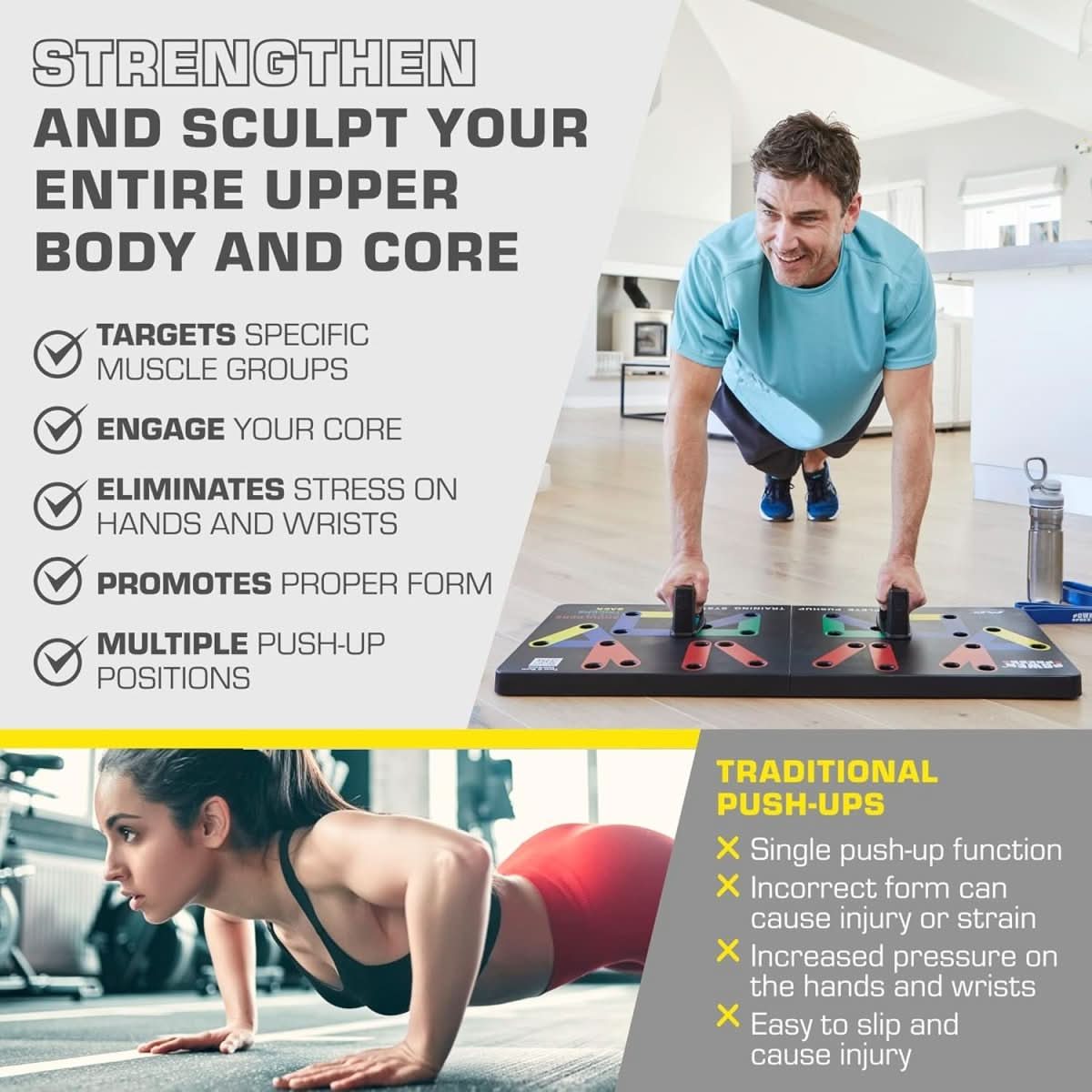 FlexiFit Portable Push-Up Board with 30 Targeted Positions