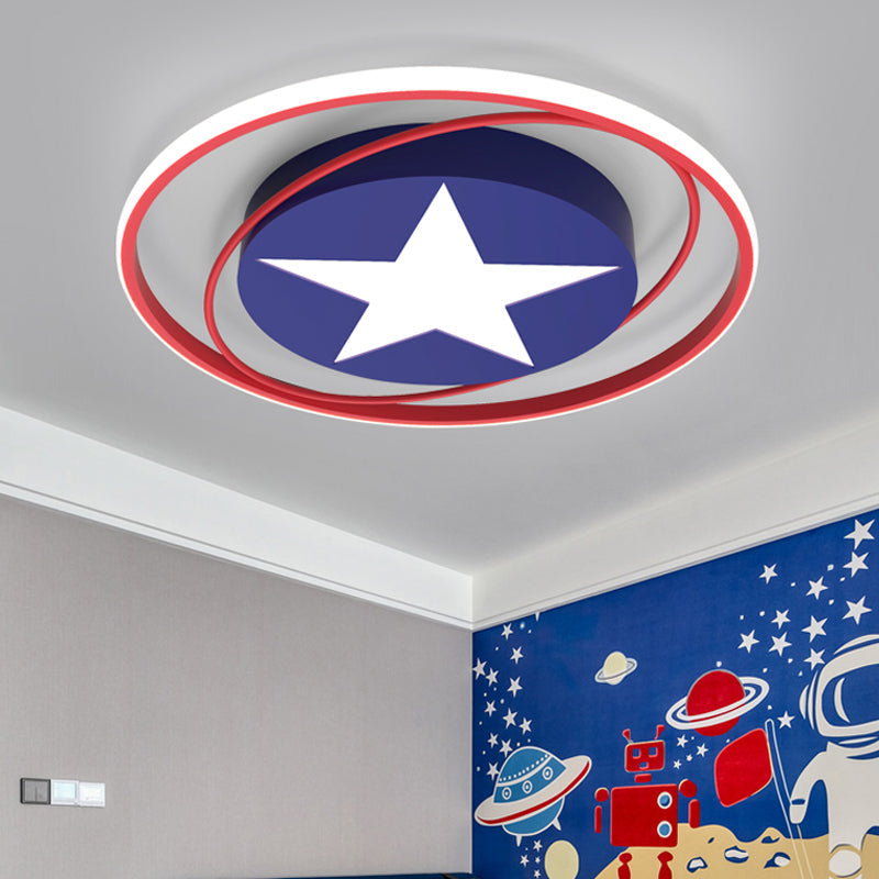 Taavita LED Ceiling Lamp for Kids Acrylic Boy's Bedroom Flush Mount Lighting in Dark Blue, 16.5" Width, 2.5" Height, Bulb Included