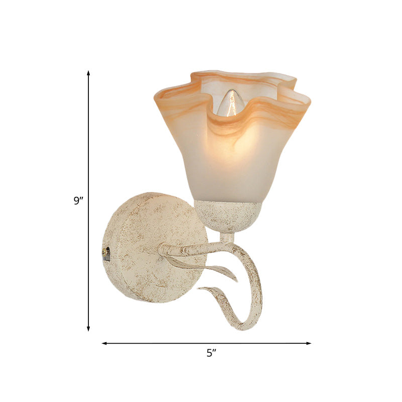Taavita White Floral Wall Sconce Light Traditional Frosted Glass 1 Head Living Room Wall Lighting