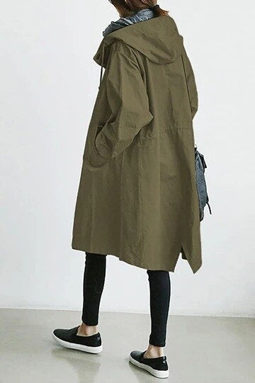Women’s Trench Coat | Lightweight Hooded Design | Breathable Fabric | Versatile Wear for Transitional Seasons