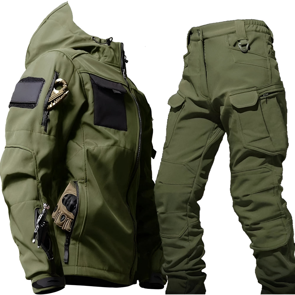 Men's Adventure-Ready Jacket and Cargo Pants Ensemble