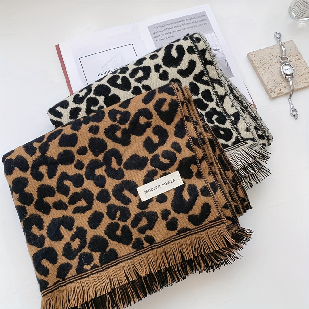 Leopard Print Scarf | Soft Thick | All-Day Warmth | Polyester