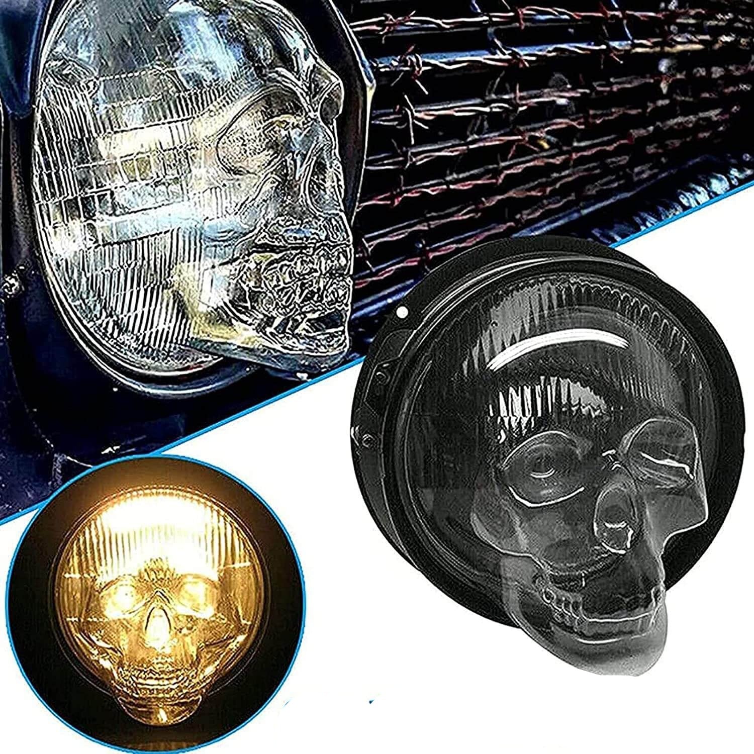 Skull Headlight Covers for Cars Halloween Decor Durable Protection
