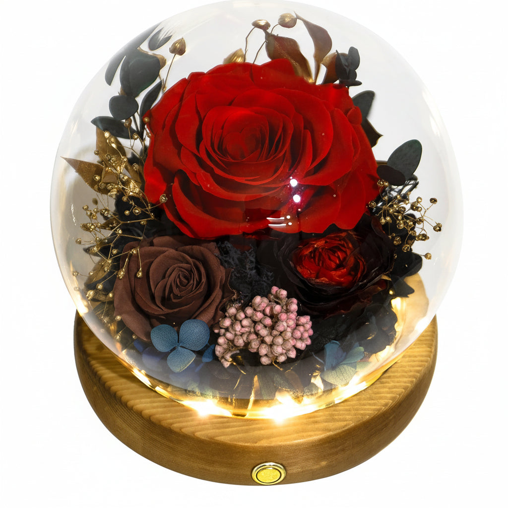 Illuminated Rose Keepsake Dome for Heartfelt Gifting