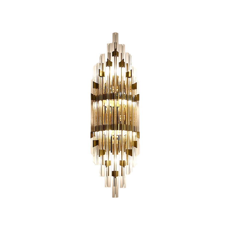 3-Light Wall Sconce Taavita Crystal Rod Wall Lighting in Gold for Living Room