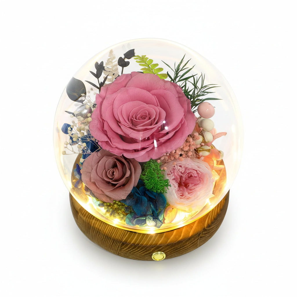 Illuminated Rose Keepsake Dome for Heartfelt Gifting