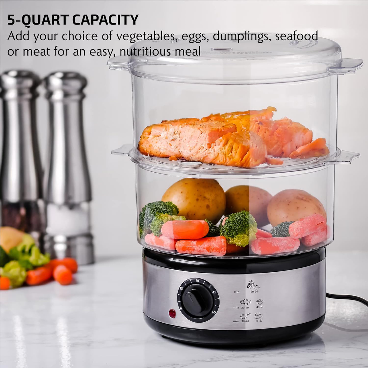 Vegetable Steamer Appliance with Electric Heating