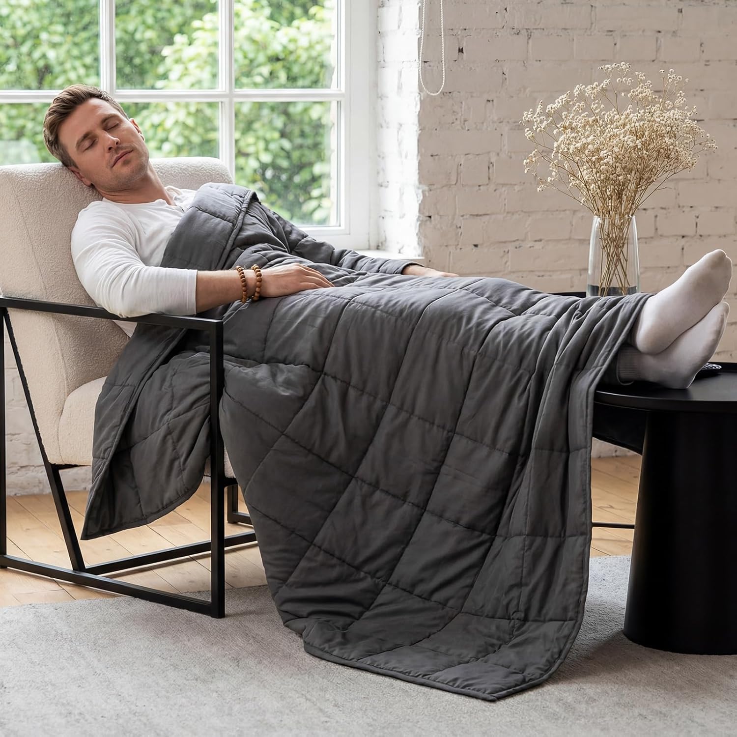 Cooling Weighted Blanket for Adults with Glass Beads - Soft and Breathable