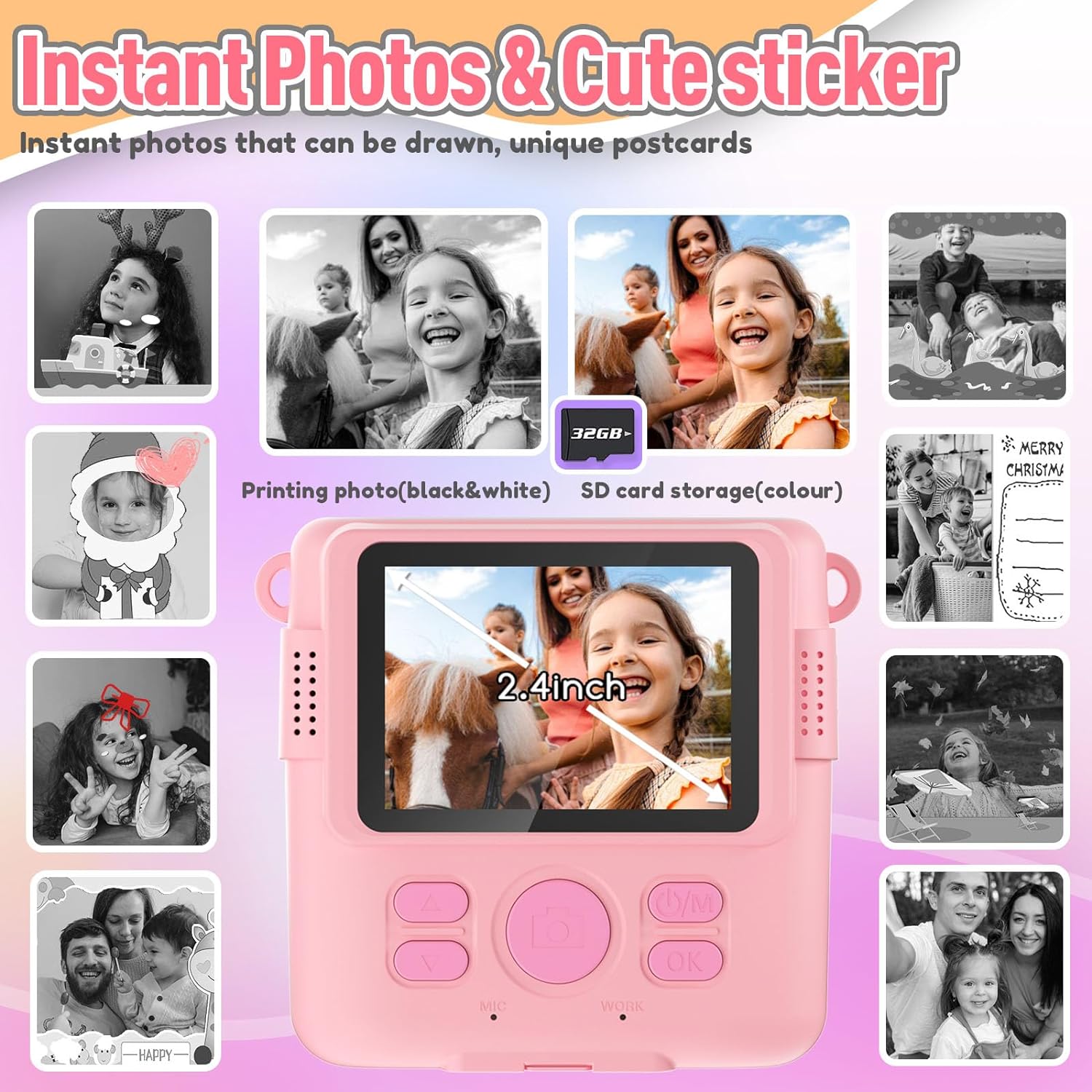 Portable Instant Photo Camera for Creative Kids