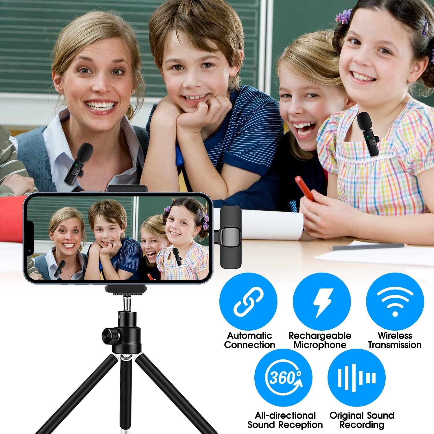 Dual Wireless Clip-On Microphones for iPhone & iPad – 2 Pack