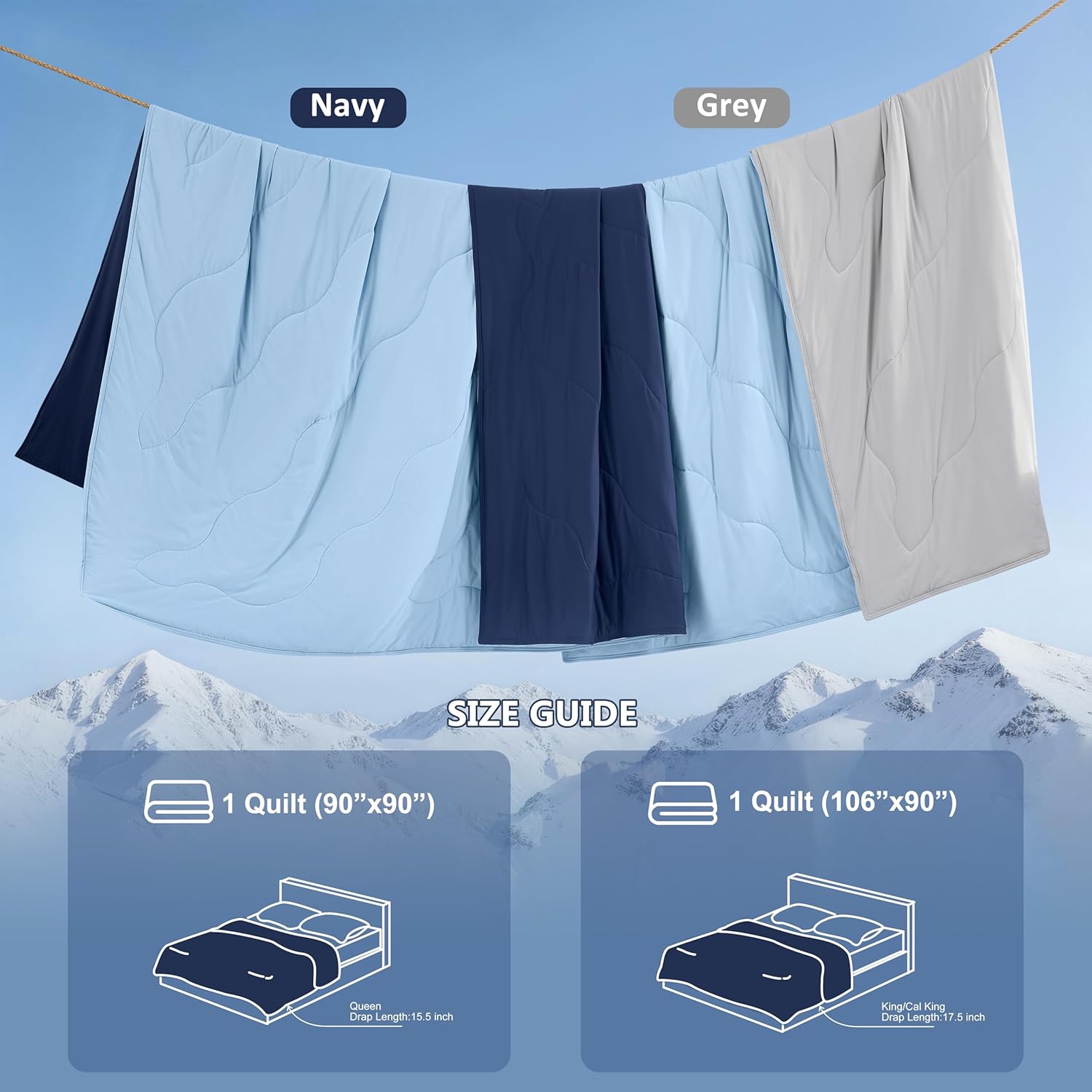 Reversible Queen Size Cooling Comforter – Lightweight and Washable Bedding