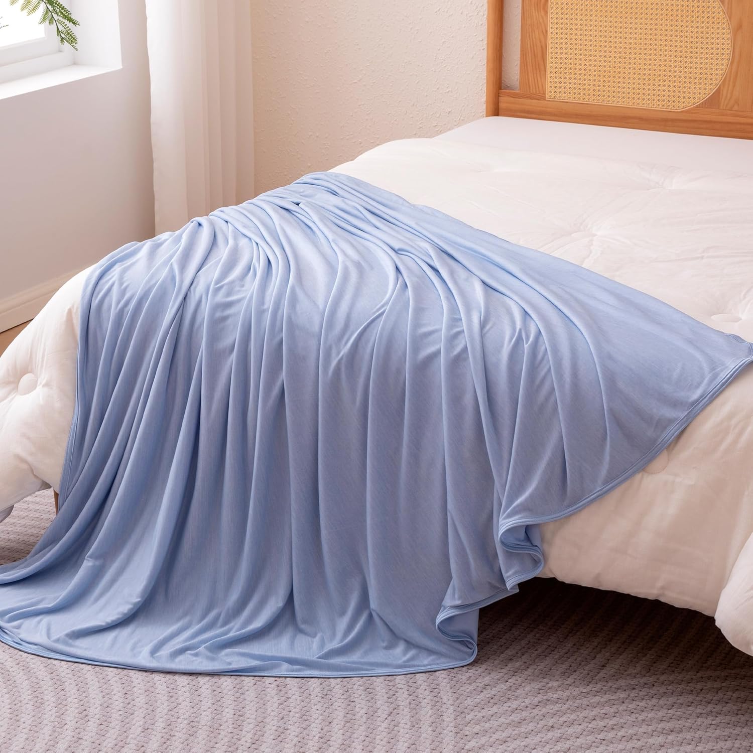 Lightweight Reversible Blanket for Hot Sleepers | Soft Thin Throw for Couch & Bed