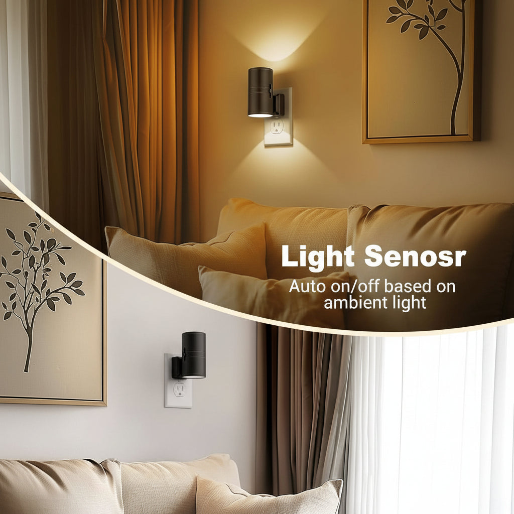TwilightGlow Comfort Light: Dimmable & Auto-Adjusting Night Lamp