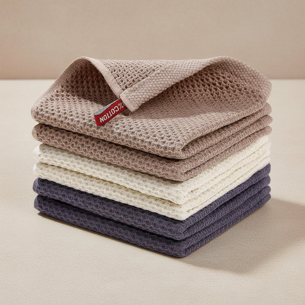 Premium Cotton Kitchen Cloths Set – Highly Absorbent Waffle Texture