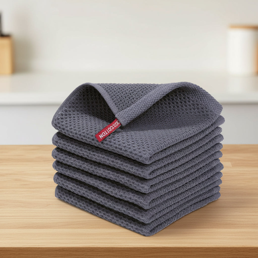 Premium Cotton Kitchen Cloths Set – Highly Absorbent Waffle Texture
