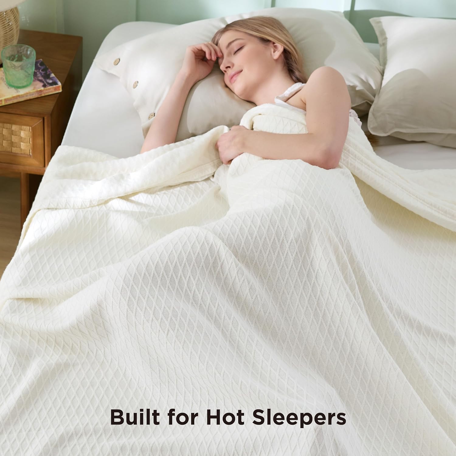 Cooling Bamboo Rayon Throw Blanket for Hot Sleepers - Lightweight Summer Comfort