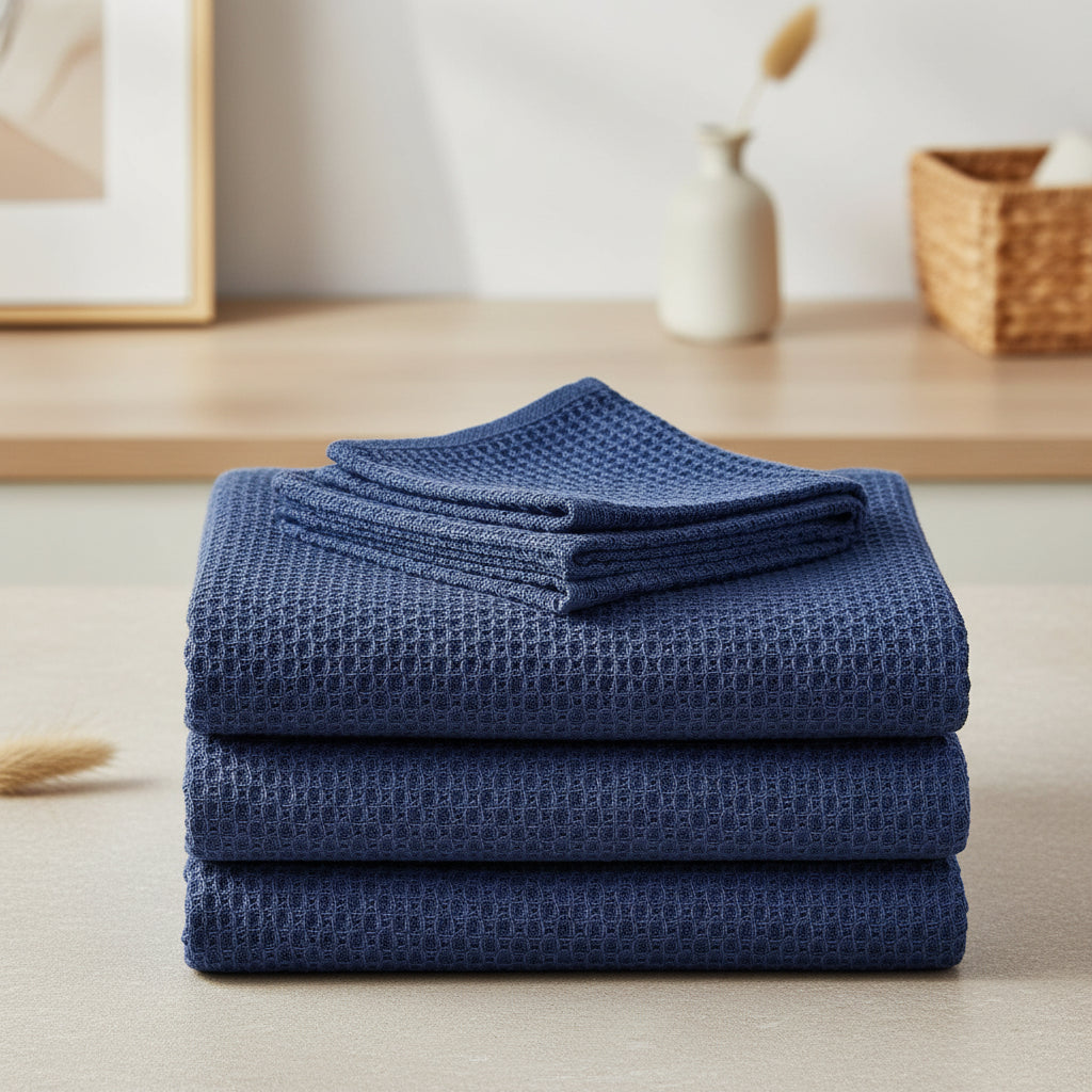 Premium Cotton Kitchen Cloths Set – Highly Absorbent Waffle Texture
