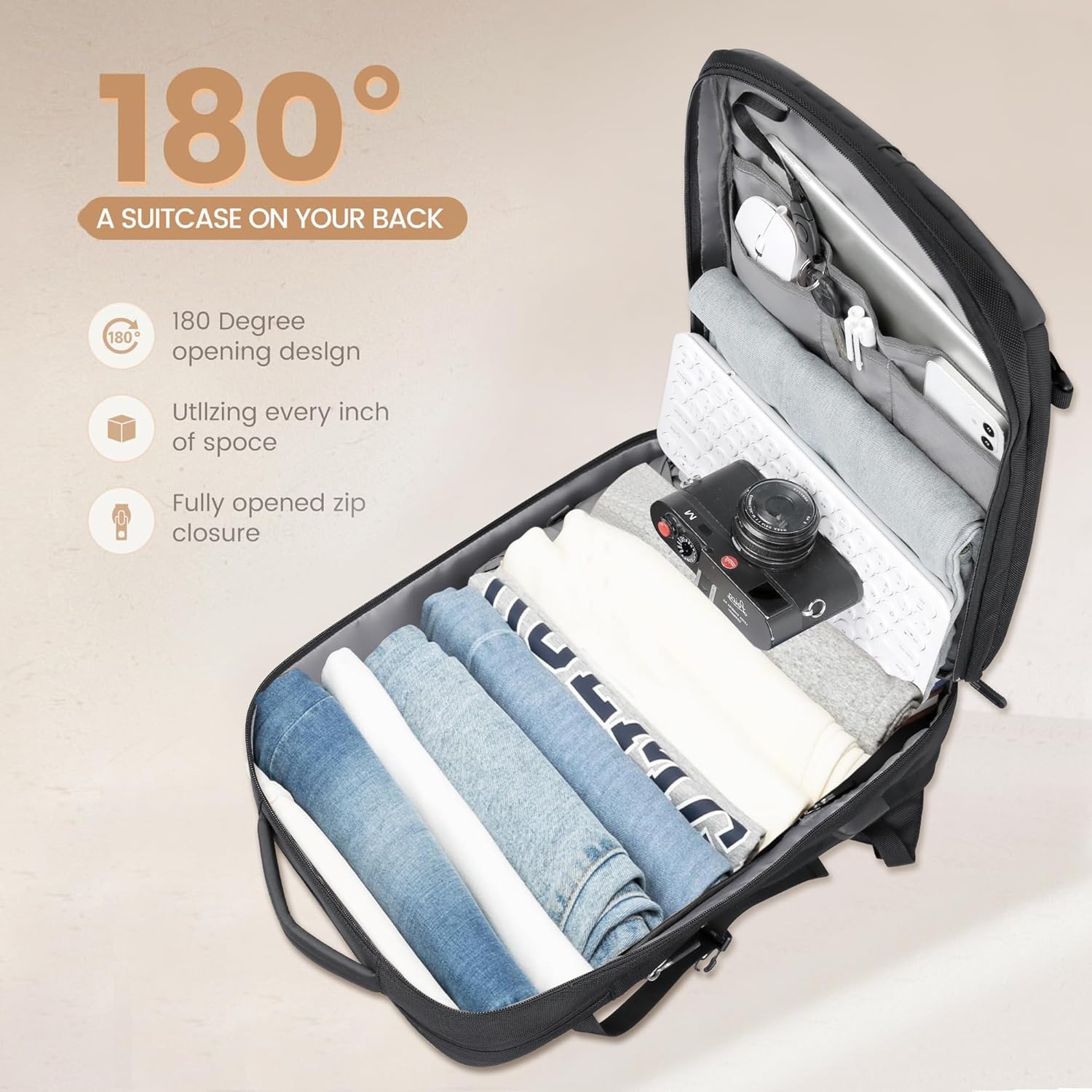 40L Versatile Waterproof Travel Backpack with USB Charging