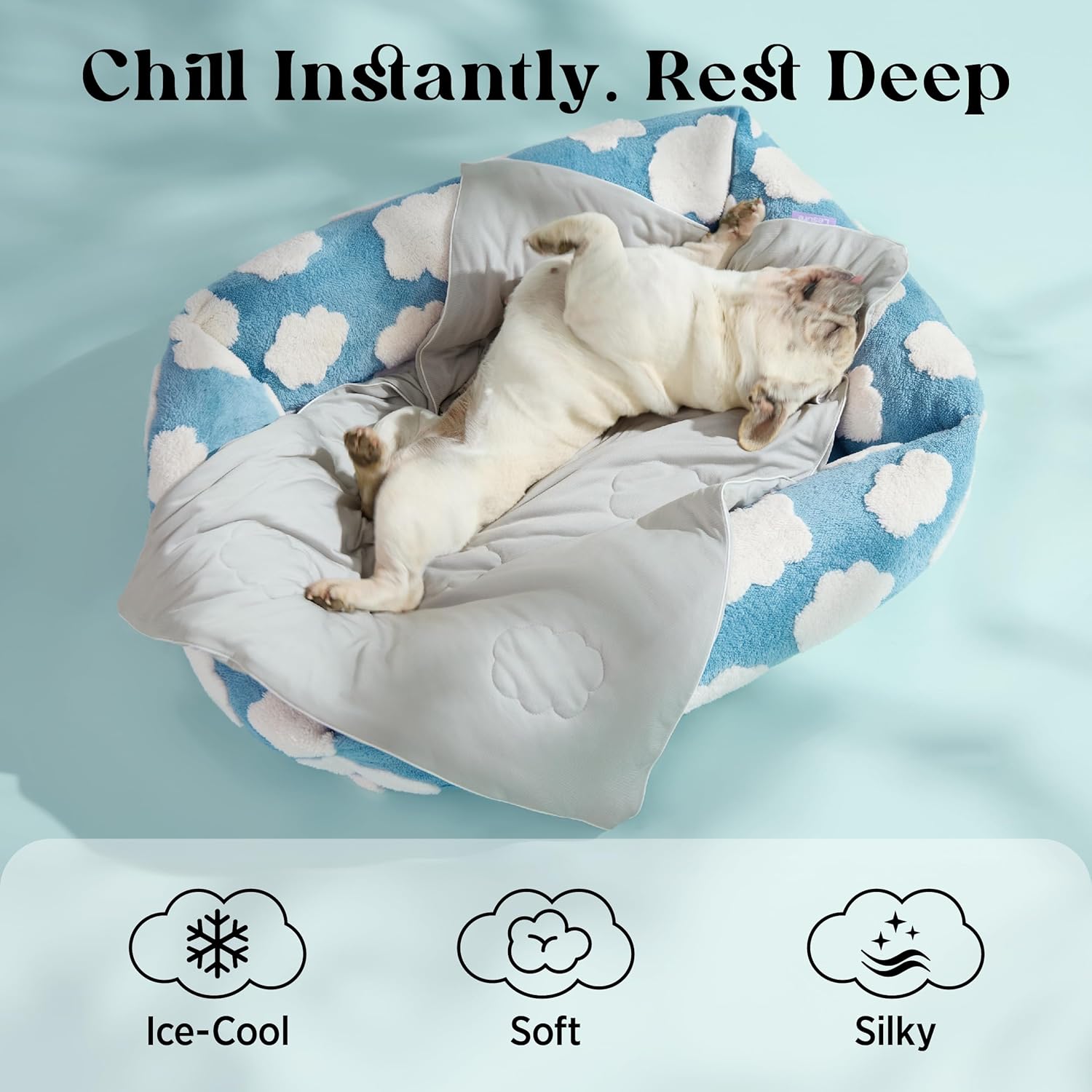 Cooling Dog Blanket with Q-MAX>0.4 | Washable Summer Throw for Pets