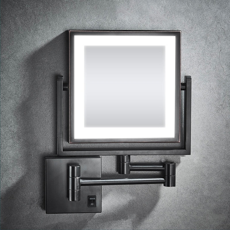 Adjustable LED Black Square Magnifying Makeup and Bathroom Mirror