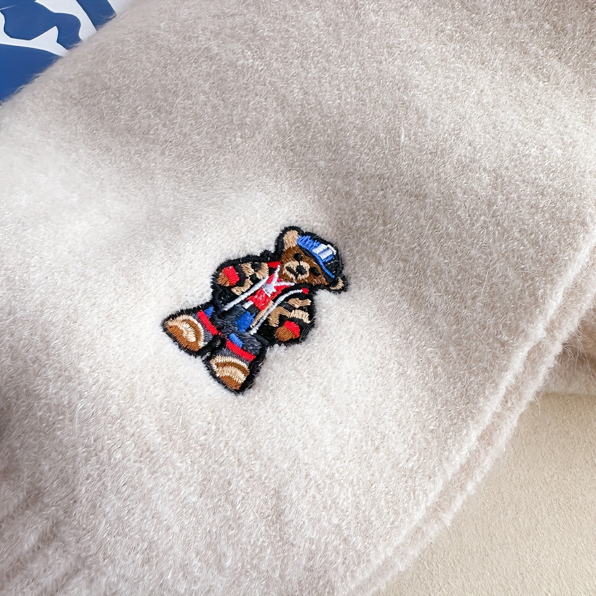 Winter Scarf | Soft Warmth | Stylish Bear Embroidery | Polyester