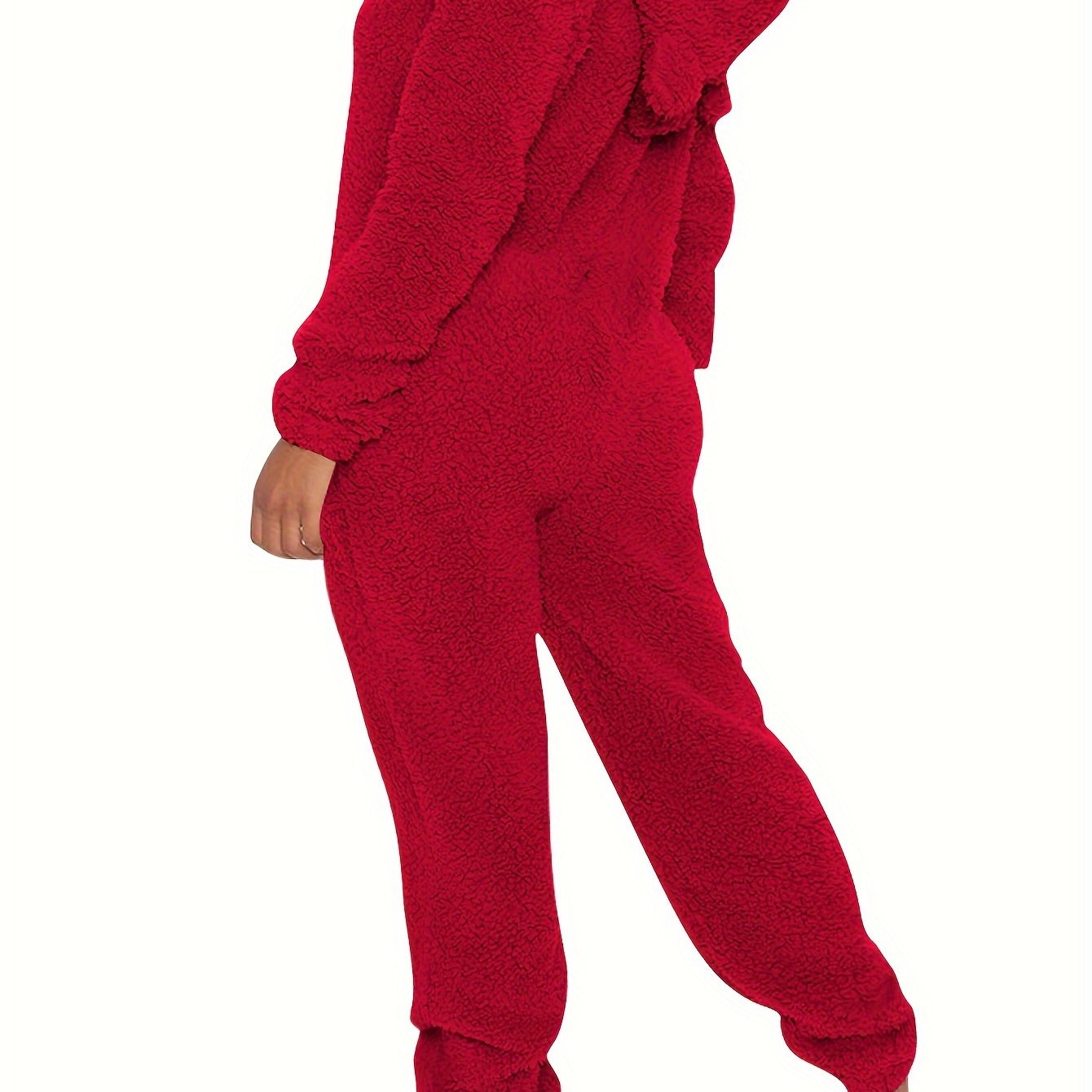 Women's Pajama Jumpsuit | Hooded Zipper | Cozy Warmth Comfort | Polyester
