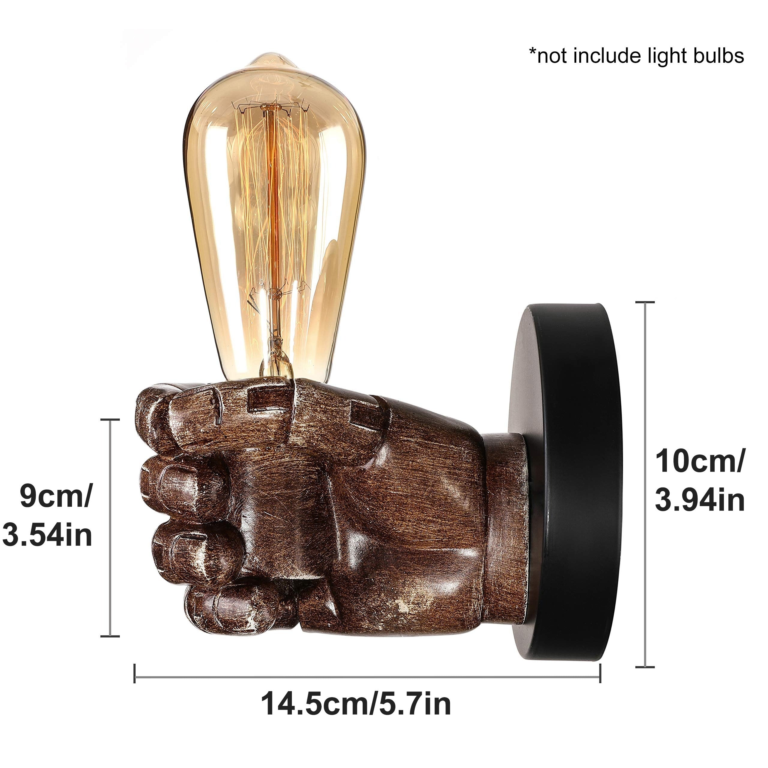 Sculptural Hand Design Wall Light with E26 Socket for Industrial Decor