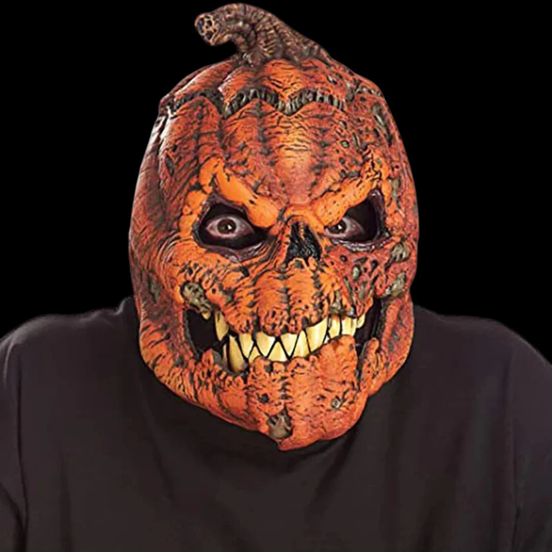 Halloween Pumpkin Face Mask with Movable Jaw - Realistic Latex Costume