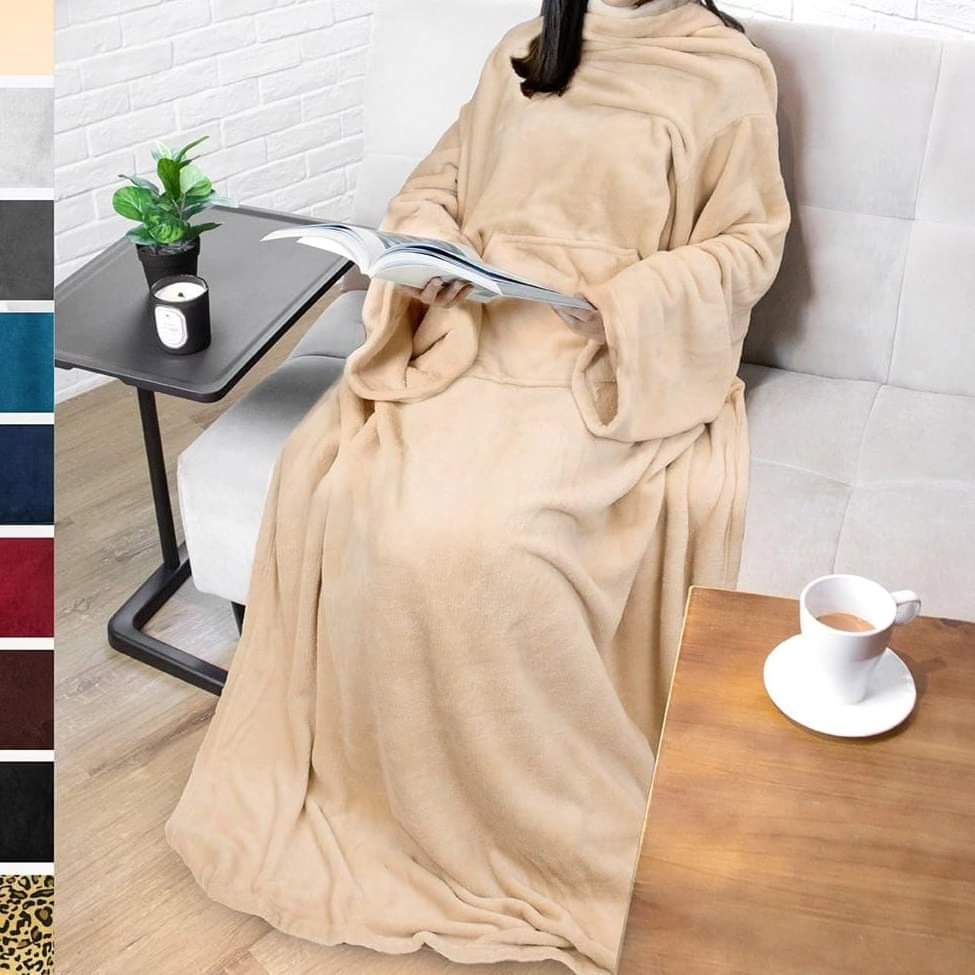 Fleece Blanket | Built-In Sleeves | Hands-Free Warmth | Soft