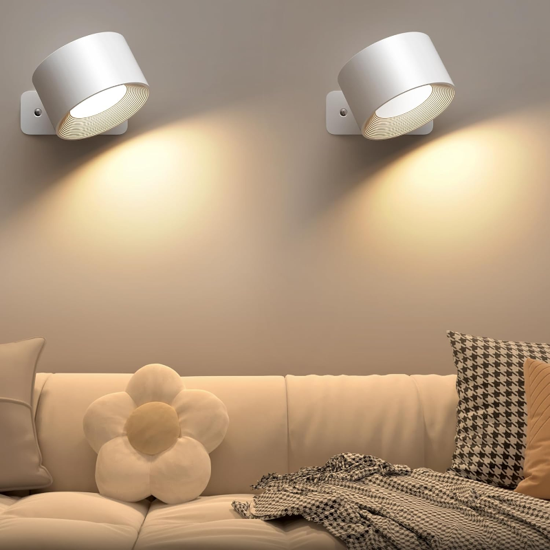 Touch Control LED Wall Lamp with 360° Rotating Head – Cordless Design