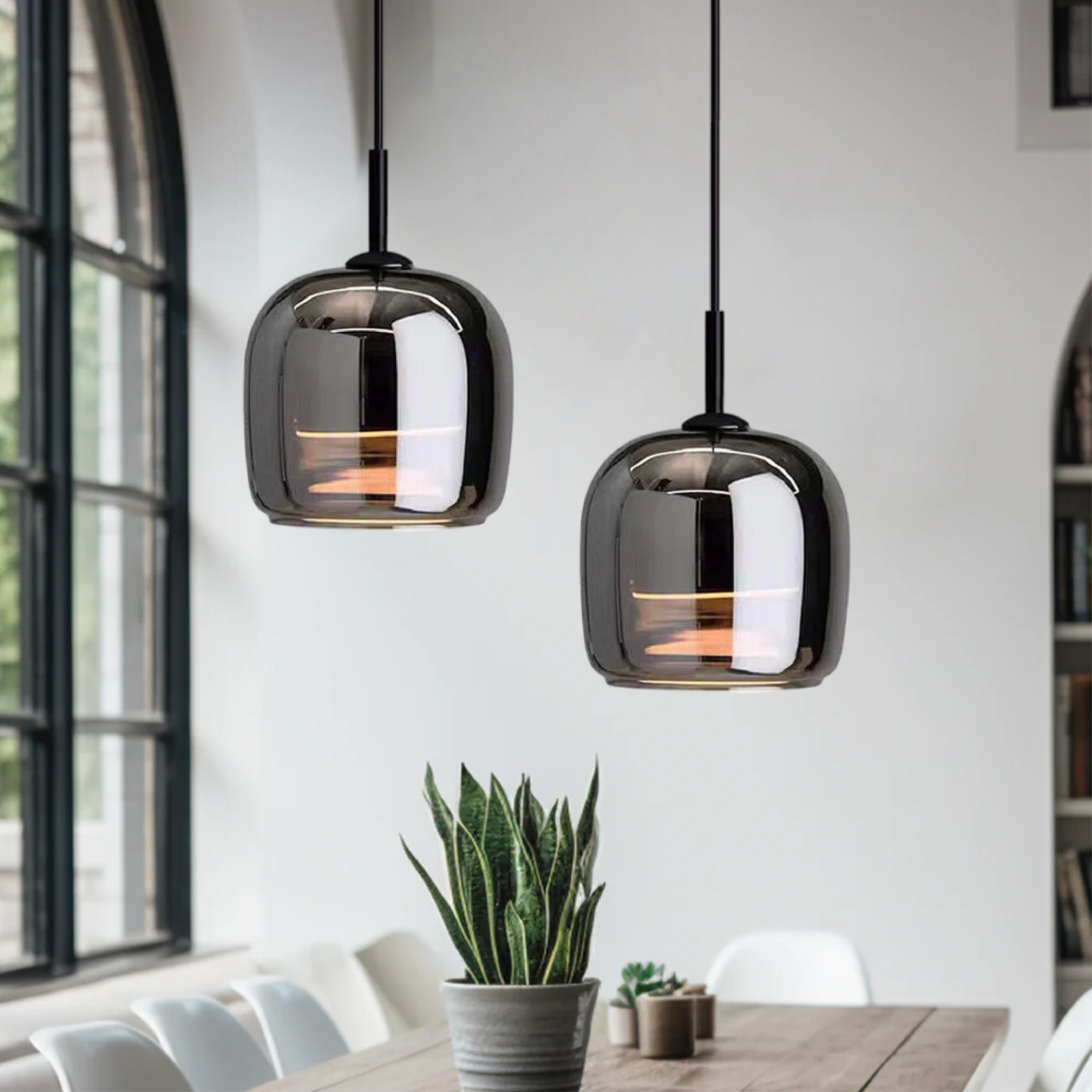 Glass Pendant Lamp | Nordic Black Design | LED Lighting | Versatile Placement