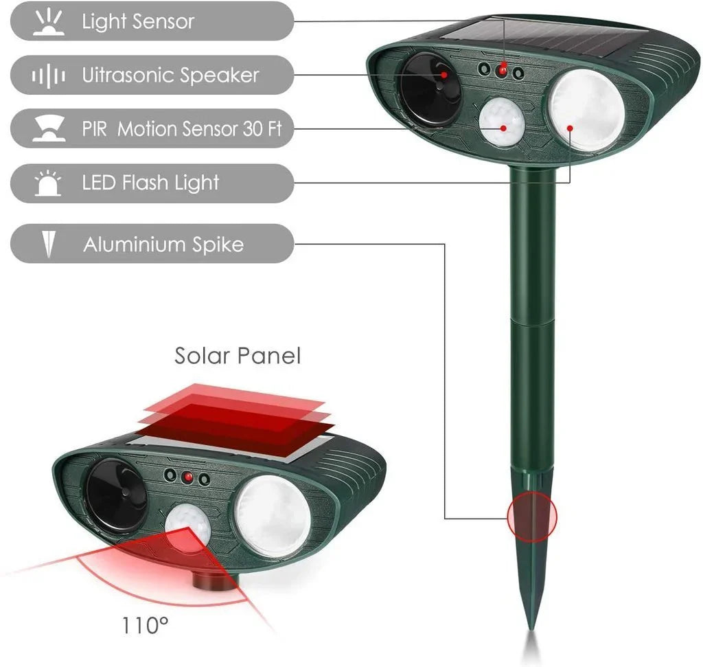 Solar Ultrasonic Repellent for Chipmunks - Eliminate in 48 Hours