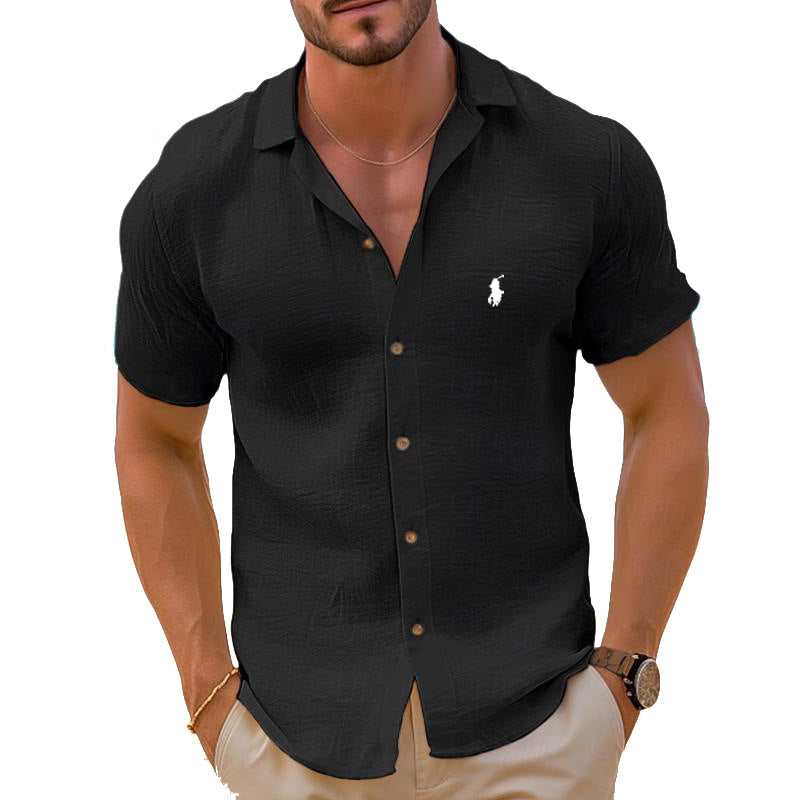 Men’s Short-Sleeve Shirt | Lightweight Linen Cotton Blend | Breathable & Easy Care | Versatile Fit