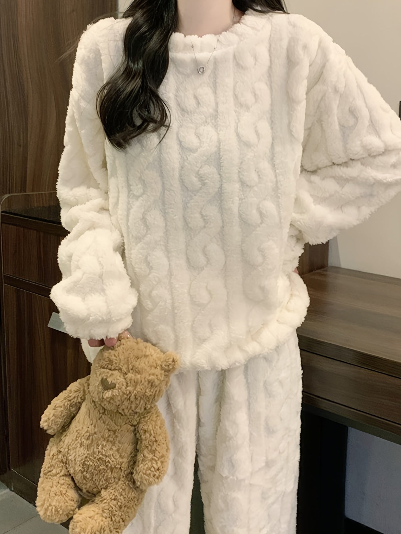 Women's Fleece Lounge Set | Long Sleeve | Cozy Warm Comfort | Polyester