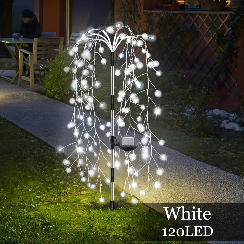 Solar-Powered Outdoor LED Willow String Lights Multicolor Glow for Halloween