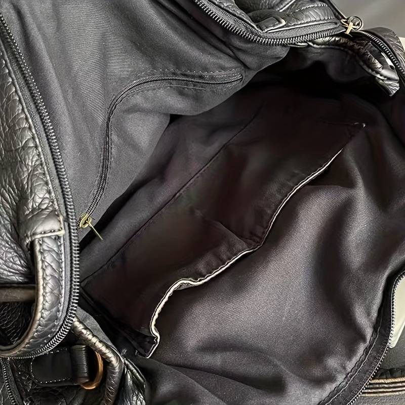 PU Leather Handbag | Vintage Design & Multiple Pockets | Adjustable Strap | Spacious 14.6 Inch Width