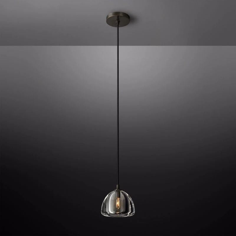 Caldero — Crystal Hemisphere Pendant Light with Solid Brass Finish