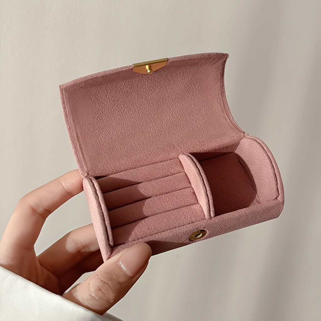 Charming Travel Jewelry Case with Secure Snap Closure