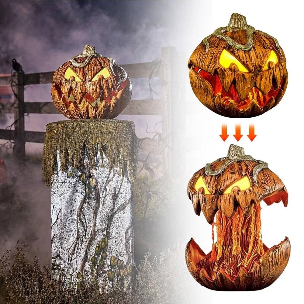 Animated Halloween Pumpkin Decoration with Screaming Light Effect