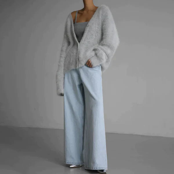 Women’s Cardigan Sweater | Fluffy Oversized Knit | Finest Cashmere | Cozy Comfort