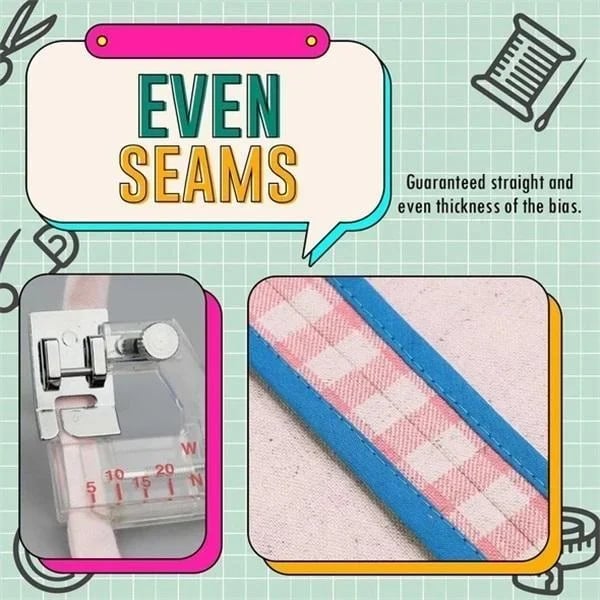 Bias Tape Presser Foot with Adjustable Width from 0.5 to 2 cm