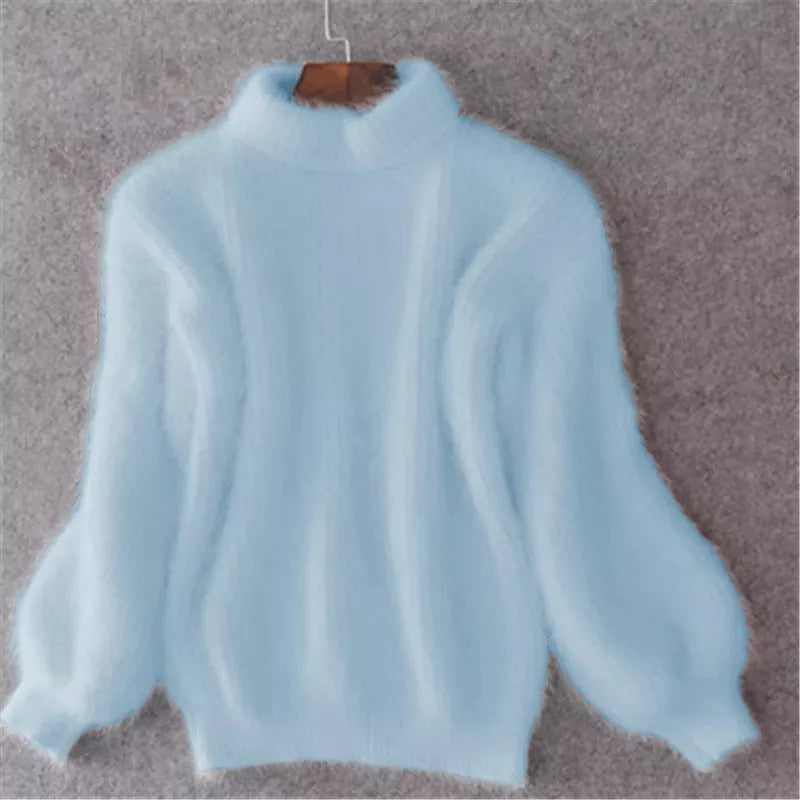 Women’s Sweater | Loose Knit Angora & Voluminous Sleeves | Oversized Cozy Fit